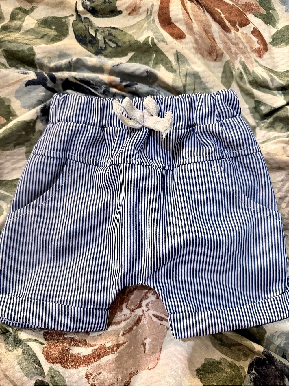 Blue & White Striped Swim Shorts Size 3-6M Like New